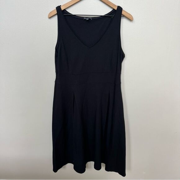 Eileen Fisher Ponte Knit Stretch Black Sleeveless Dress Size Large - Picture 1 of 9
